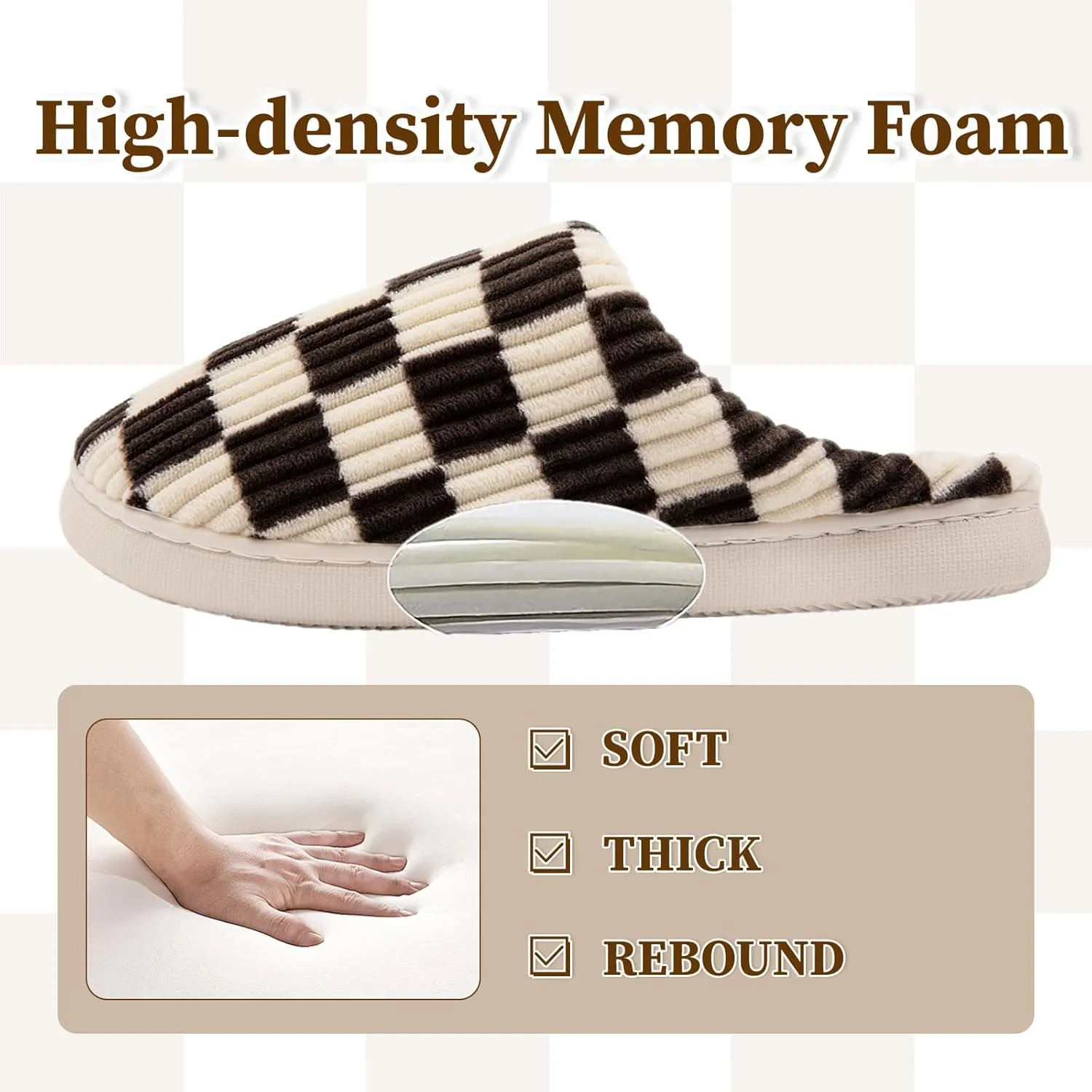 Fuzzy House Slippers for Woman,Memory Foam Womens Slippers,Casual Unisex House Shoes Outdoor Indoor Warm Plush Mens Bedroom Slippers with Faux Fur Lining