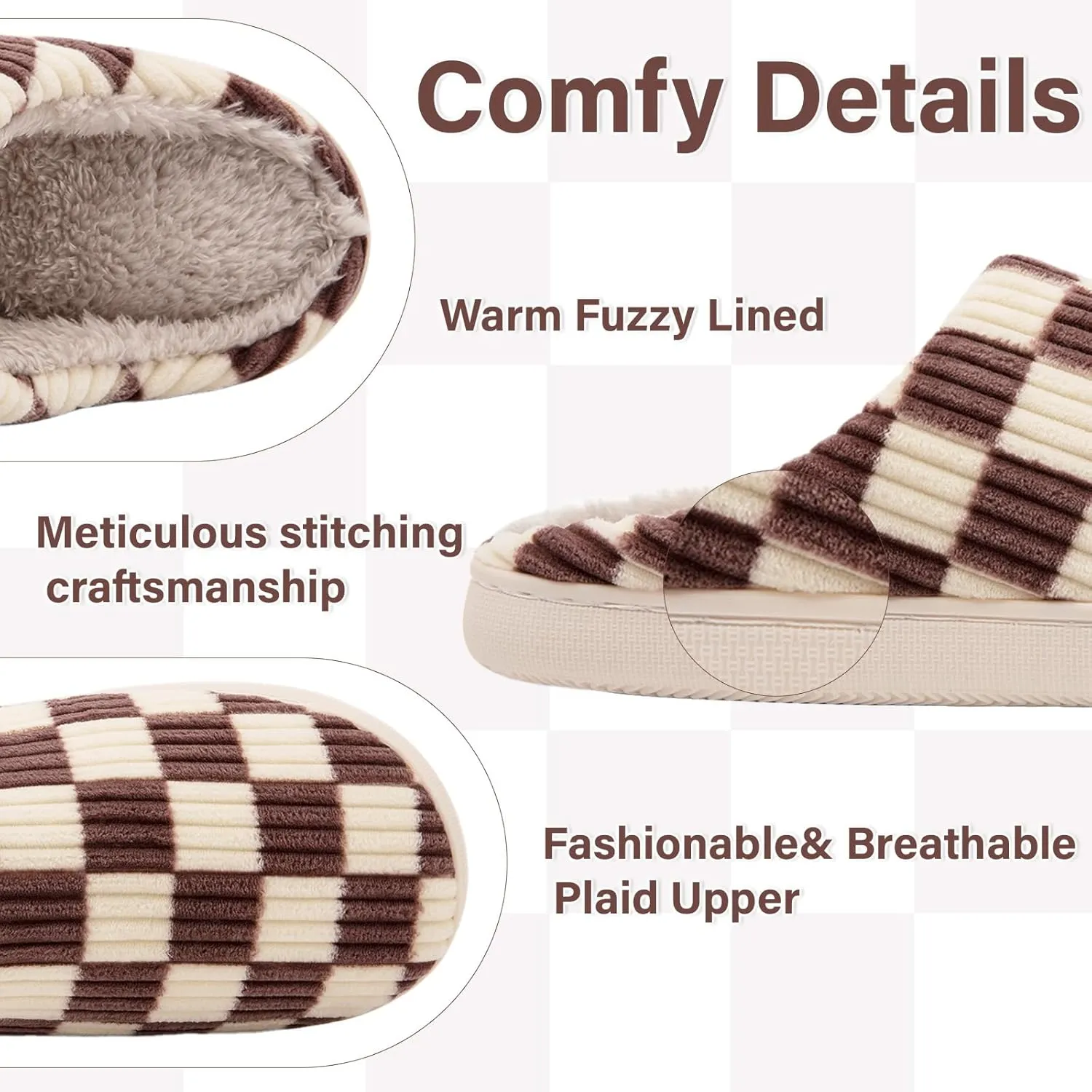 Fuzzy House Slippers for Woman,Memory Foam Womens Slippers,Casual Unisex House Shoes Outdoor Indoor Warm Plush Mens Bedroom Slippers with Faux Fur Lining