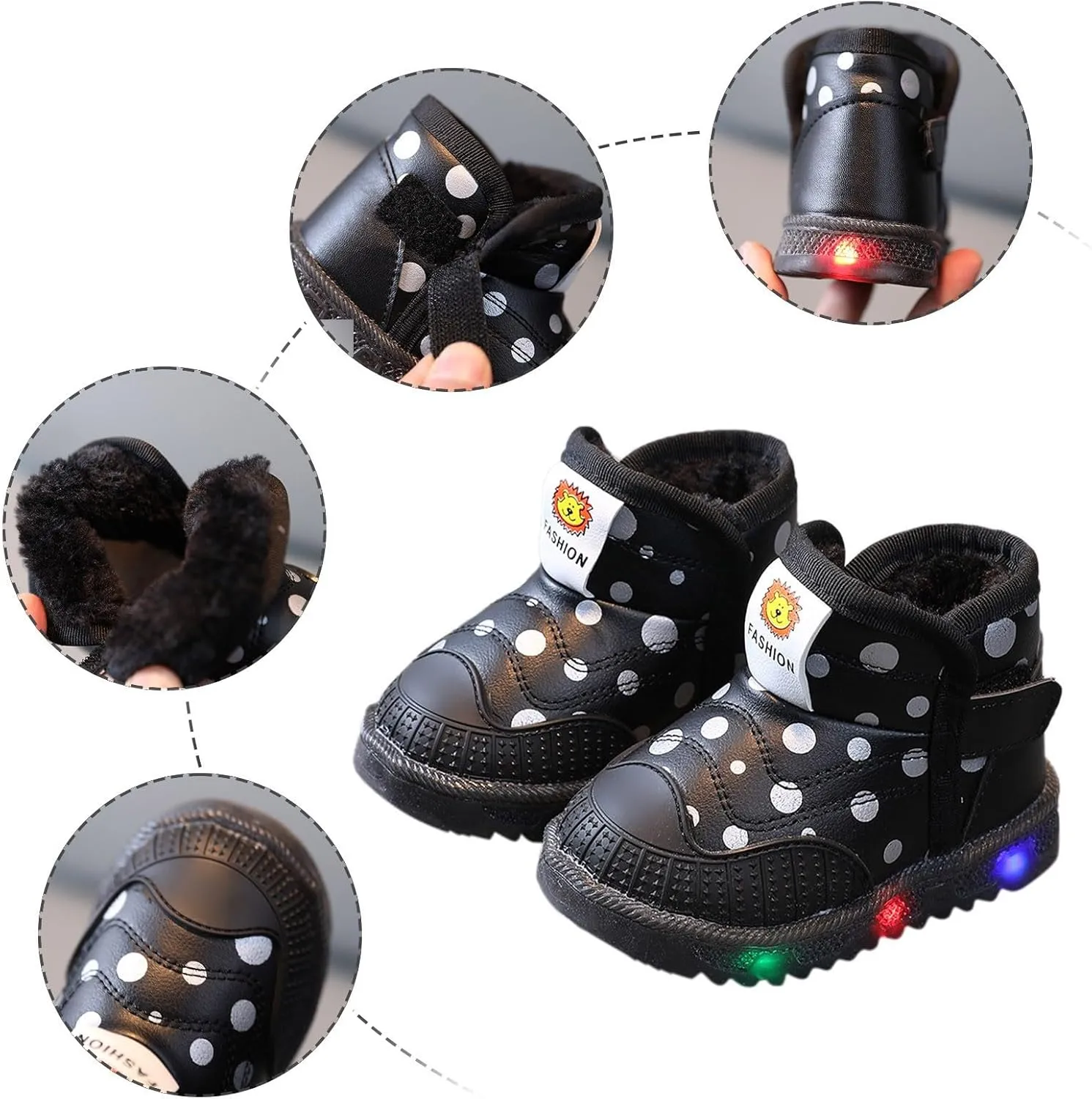 Girls Boys Led Snow Boots Outdoor Anti Slip Luminous Cotton Warm Ankle Winter Casual Shoes Toddler/Little Kid