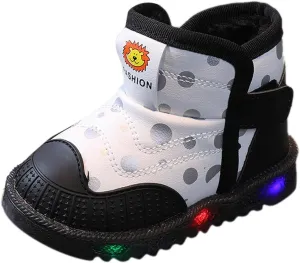 Girls Boys Led Snow Boots Outdoor Anti Slip Luminous Cotton Warm Ankle Winter Casual Shoes Toddler/Little Kid