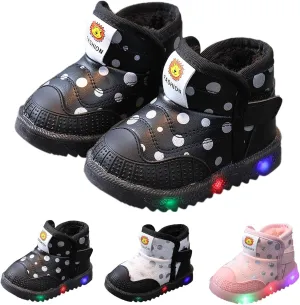 Girls Boys Led Snow Boots Outdoor Anti Slip Luminous Cotton Warm Ankle Winter Casual Shoes Toddler/Little Kid