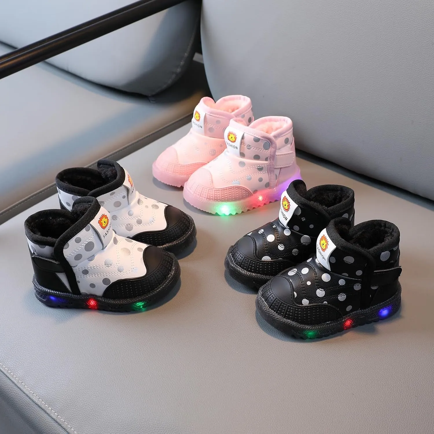 Girls Boys Led Snow Boots Outdoor Anti Slip Luminous Cotton Warm Ankle Winter Casual Shoes Toddler/Little Kid