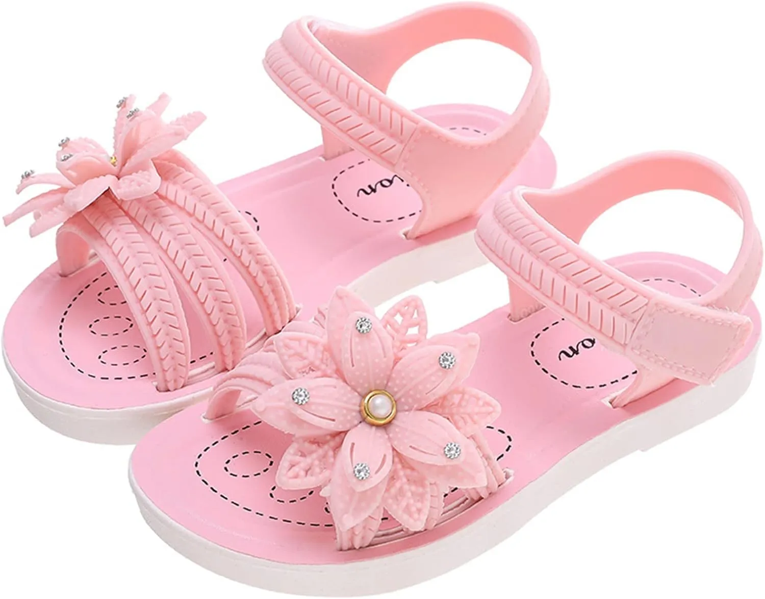 Girls Flower Open Toe Princess Sandals Foam Sole Soft Dress Shoes Baby Kids Summer Casual Slip On Dance Loafers Fashion