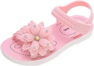 Girls Flower Open Toe Princess Sandals Foam Sole Soft Dress Shoes Baby Kids Summer Casual Slip On Dance Loafers Fashion