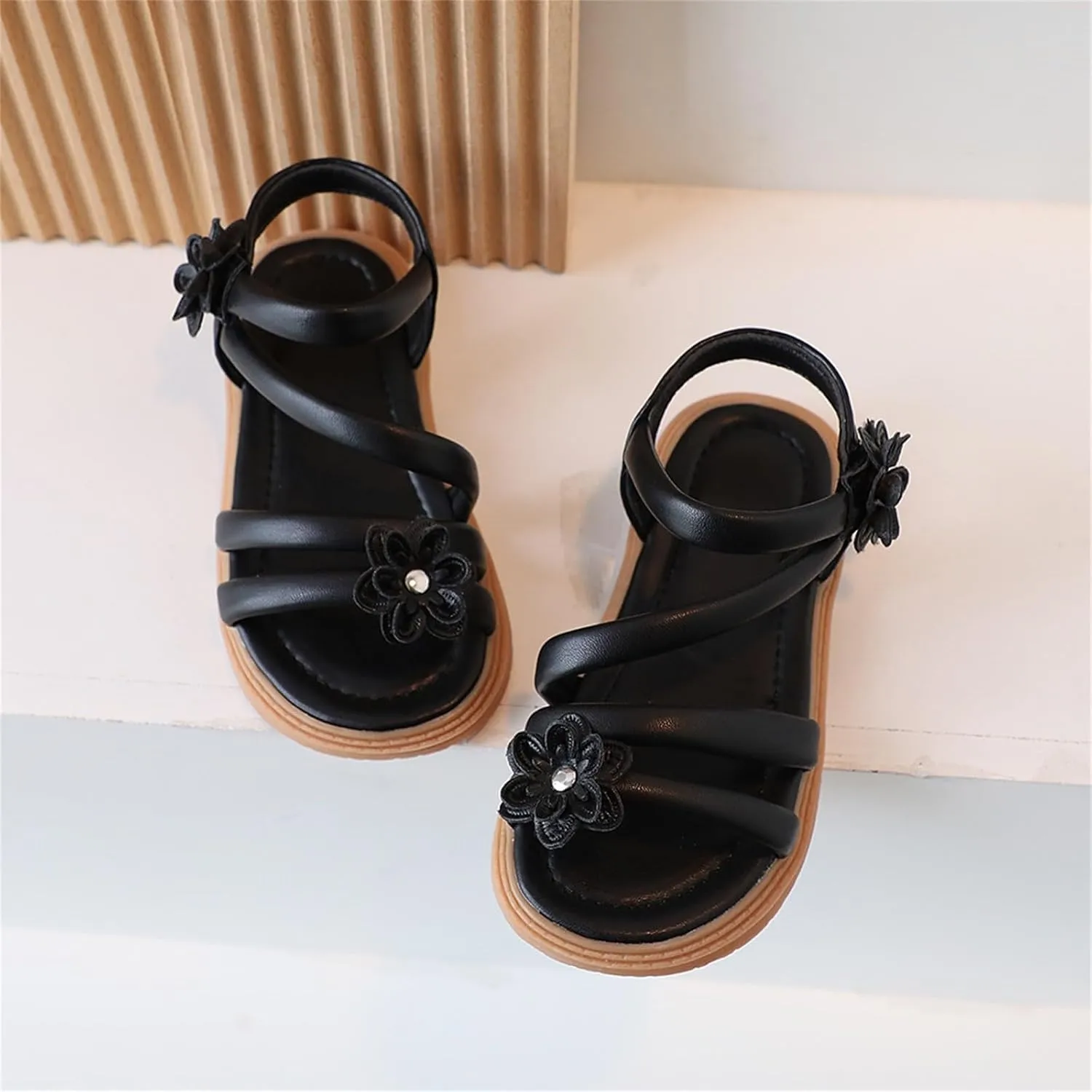Girls Wedge Sandals Flatform Open Toe Summer Platform Shoes Flower Wedding Party Kids Light Weight Adjustable Strap