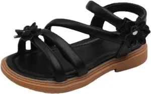 Girls Wedge Sandals Flatform Open Toe Summer Platform Shoes Flower Wedding Party Kids Light Weight Adjustable Strap