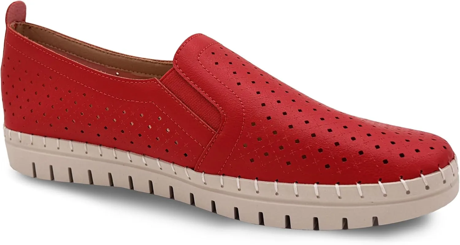 Glolily Elle Perf Women's Comfort Sneakers - Orthotic Lightweight & Flexible Walking Shoes with Arch Support, Comfortable Casual Fashion Shoes for Women