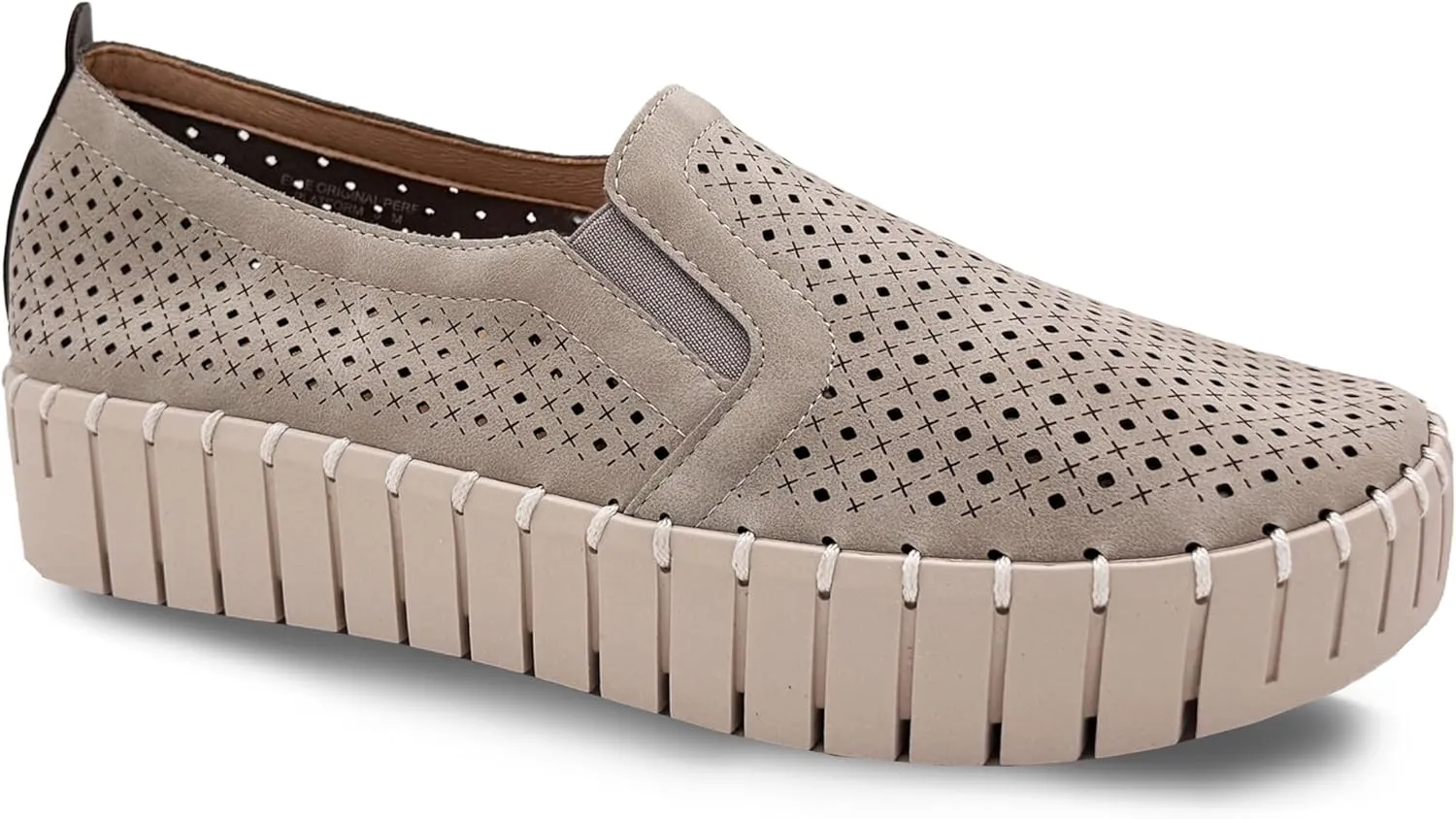 Glolily Elle Platform Perf Women's Comfort Sneakers - Orthotic Lightweight & Flexible Walking Shoes with Arch Support, Comfortable Casual Fashion Shoes for Women