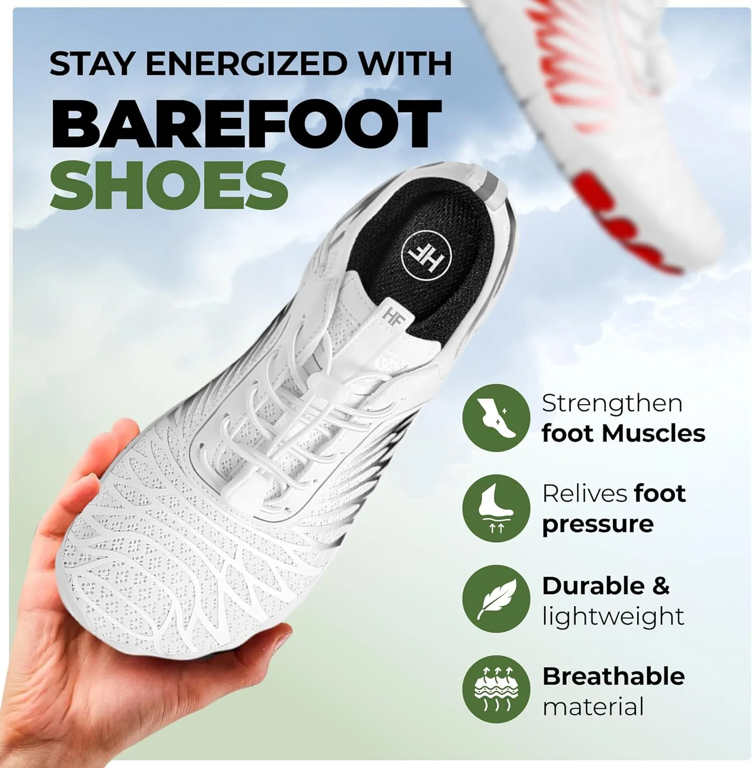 HF Signature Healthy & Non-Slip Breathable Barefoot Shoes, Flexible Lightweight Daily Wear Walking Shoes Unisex
