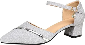 High Heels for Women 2025 T-Strap Dance Sandals Glitter Ballroom Shoes with Ankle Strap Wedding Party Pumps