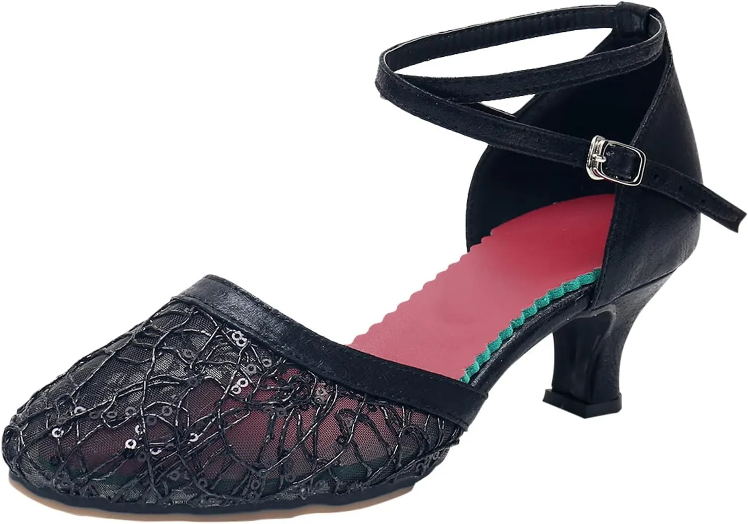High Heels for Women 2025 T-Strap Dance Sandals Glitter Ballroom Shoes with Ankle Strap Wedding Party Pumps