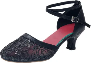 High Heels for Women 2025 T-Strap Dance Sandals Glitter Ballroom Shoes with Ankle Strap Wedding Party Pumps