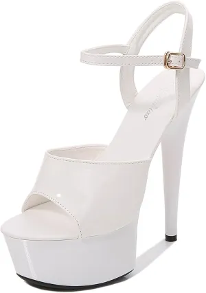 High Heels for Women Crystal Stilettos Heeled Sandals Open Toe Strappy Sexy High Heels Ankle Strap Buckle Heels