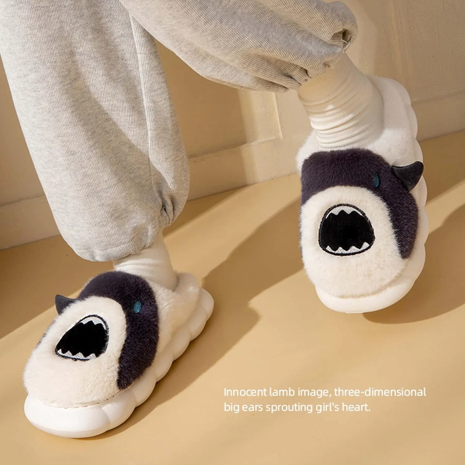 Hopelong Women's Cute Rabbit Ears Plush House Slippers - Non-Slip Fluffy Indoor Warm Animal Slippers