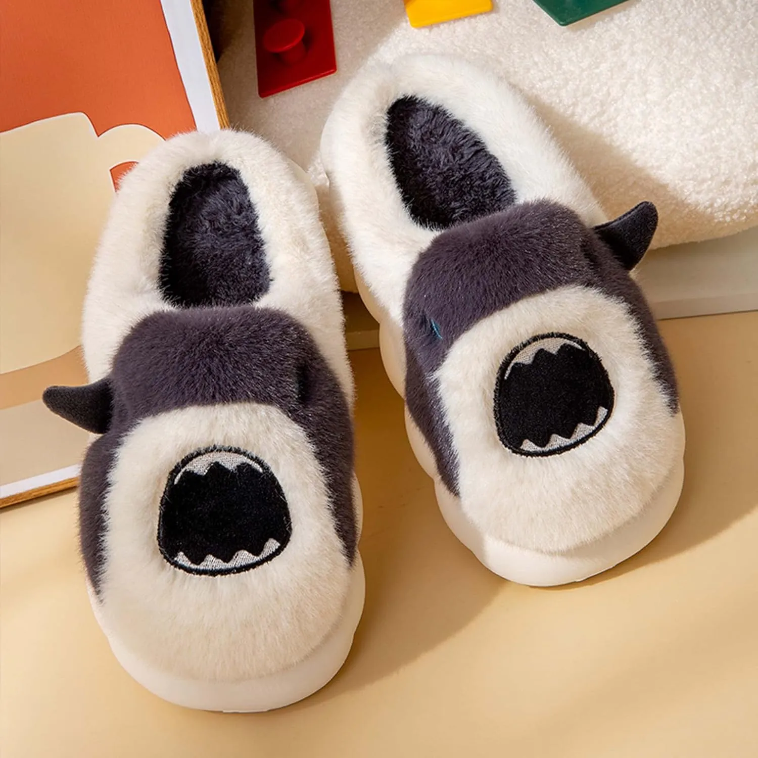 Hopelong Women's Cute Rabbit Ears Plush House Slippers - Non-Slip Fluffy Indoor Warm Animal Slippers