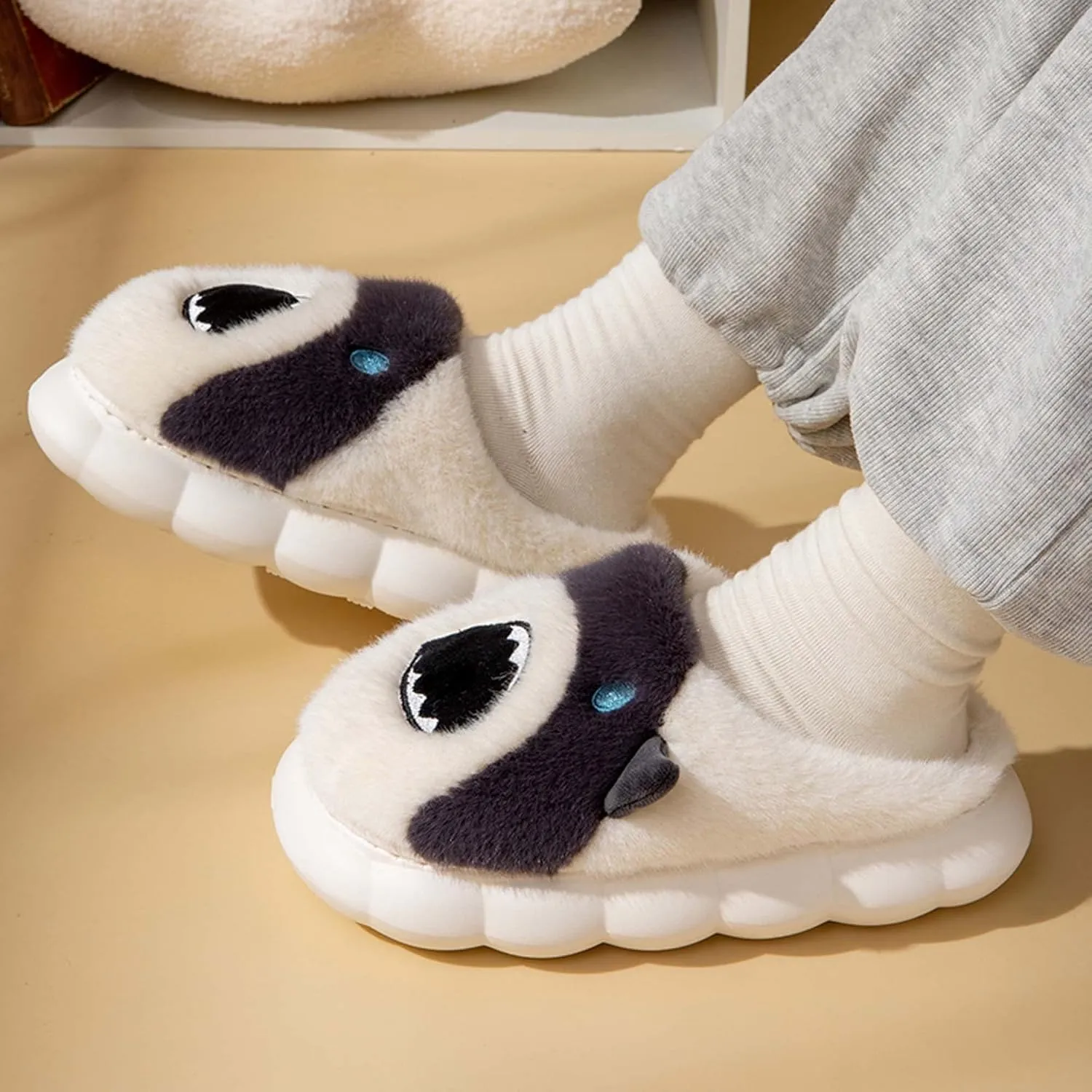 Hopelong Women's Cute Rabbit Ears Plush House Slippers - Non-Slip Fluffy Indoor Warm Animal Slippers