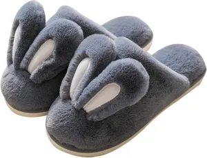 Hopelong Women's Cute Rabbit Ears Plush House Slippers - Non-Slip Fluffy Indoor Warm Animal Slippers