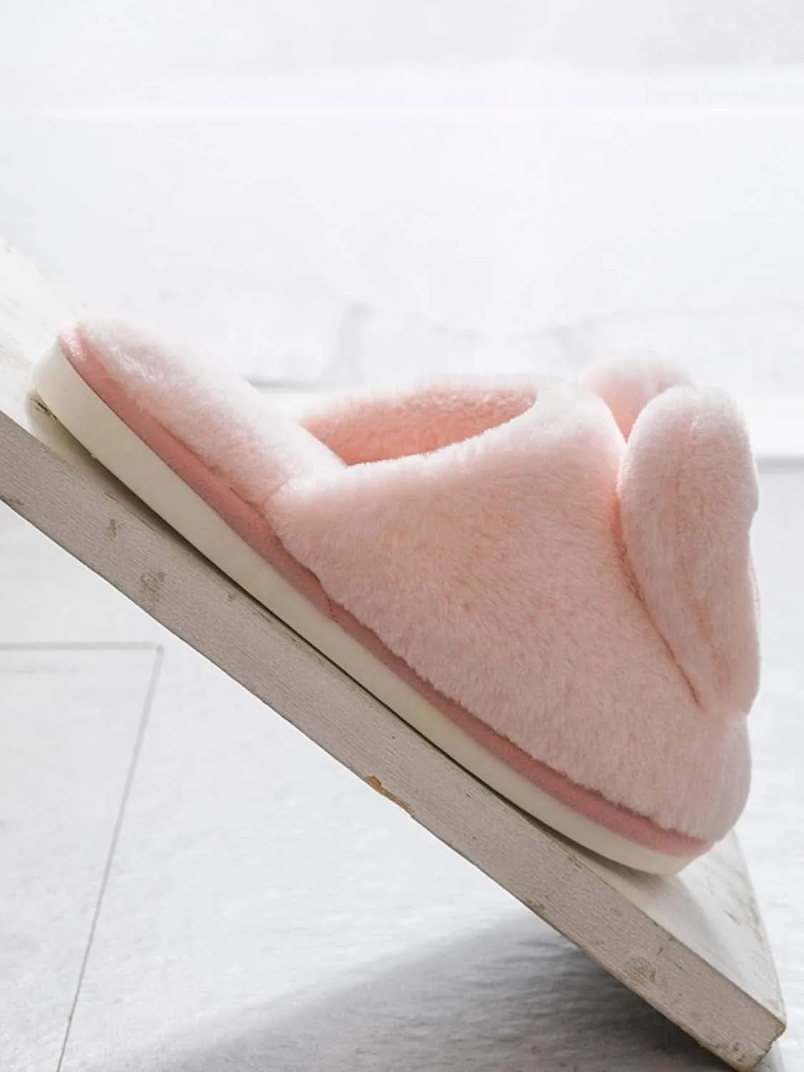Hopelong Women's Cute Rabbit Ears Plush House Slippers - Non-Slip Fluffy Indoor Warm Animal Slippers