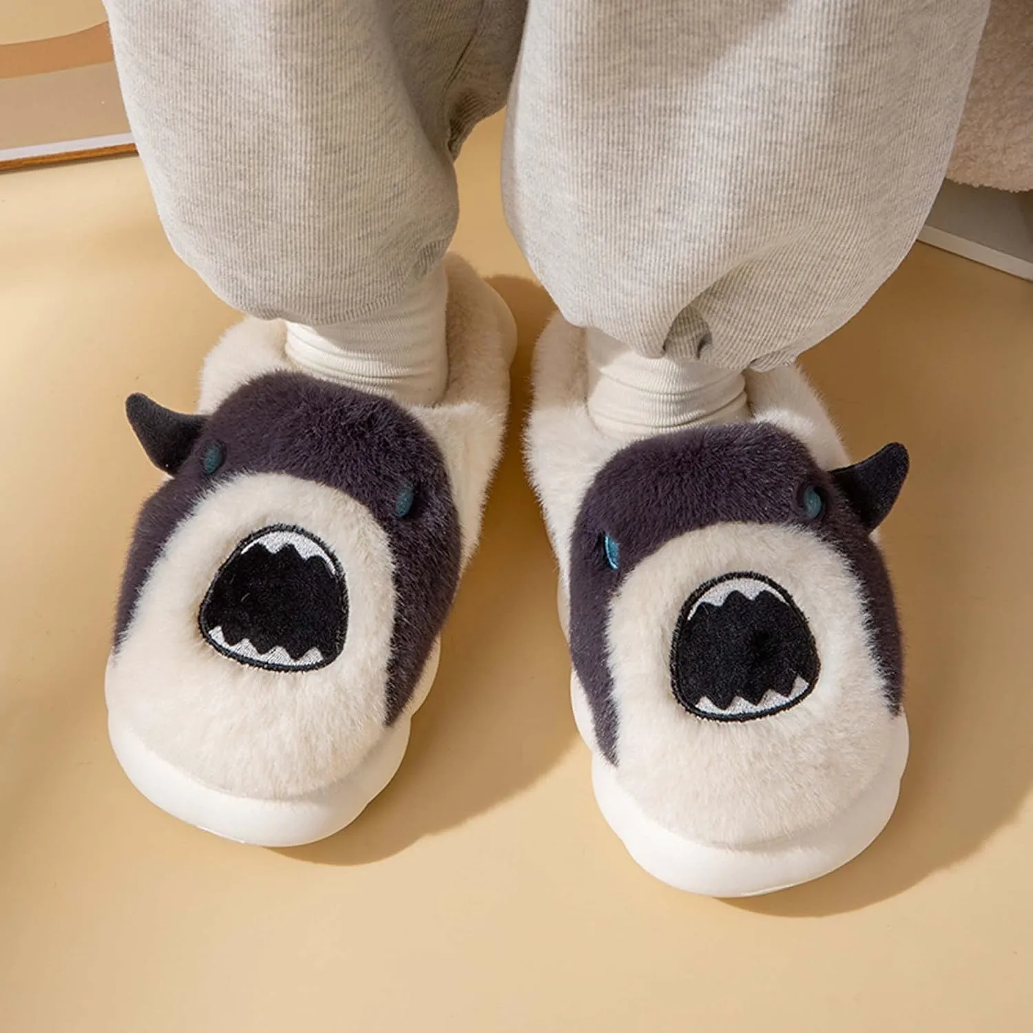 Hopelong Women's Cute Rabbit Ears Plush House Slippers - Non-Slip Fluffy Indoor Warm Animal Slippers