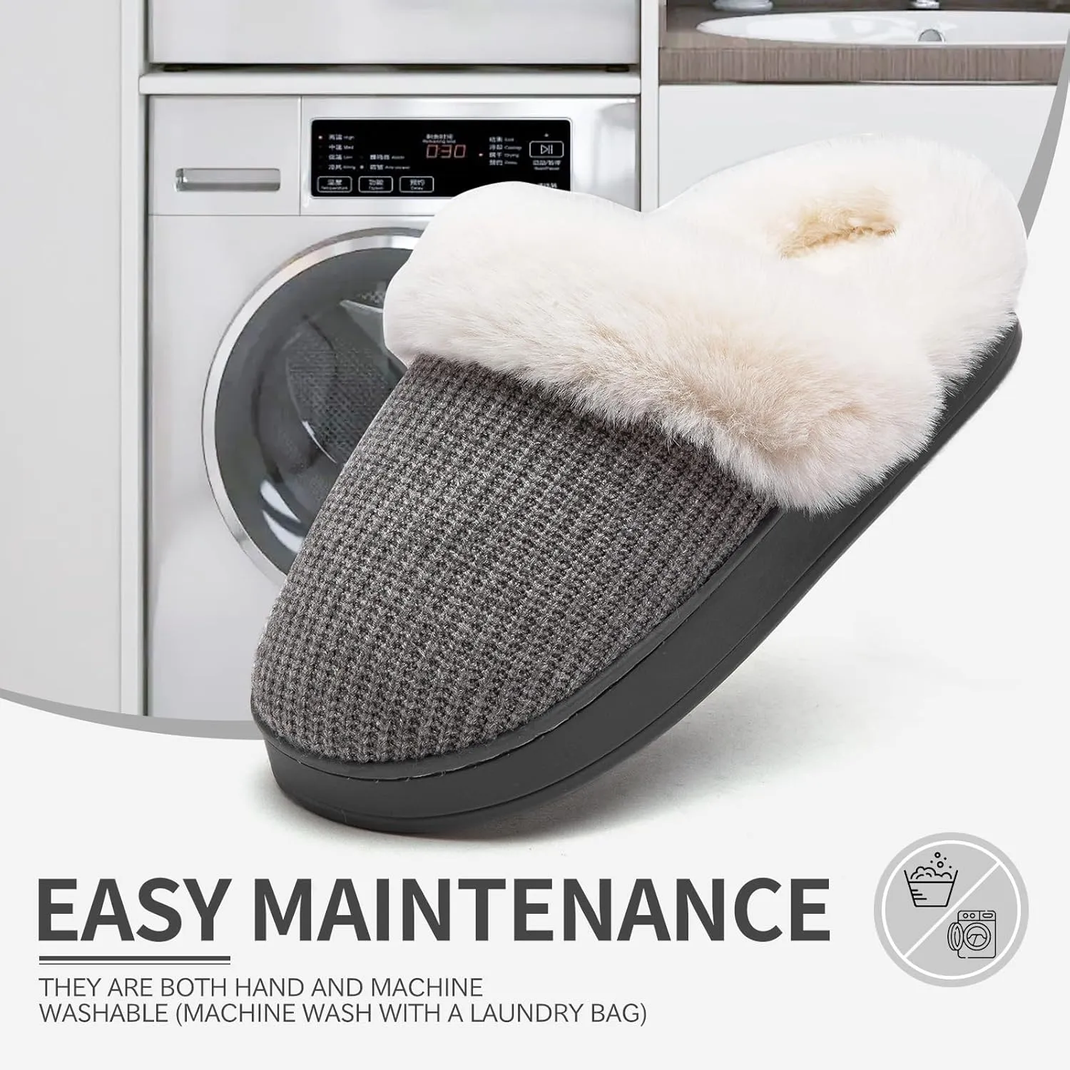 House Slippers for Womens Cozy Memory Foam Anti-Slip Warm Plush Cotton Scuff Slippers Bedroom Shoes Indoor & Outdoor