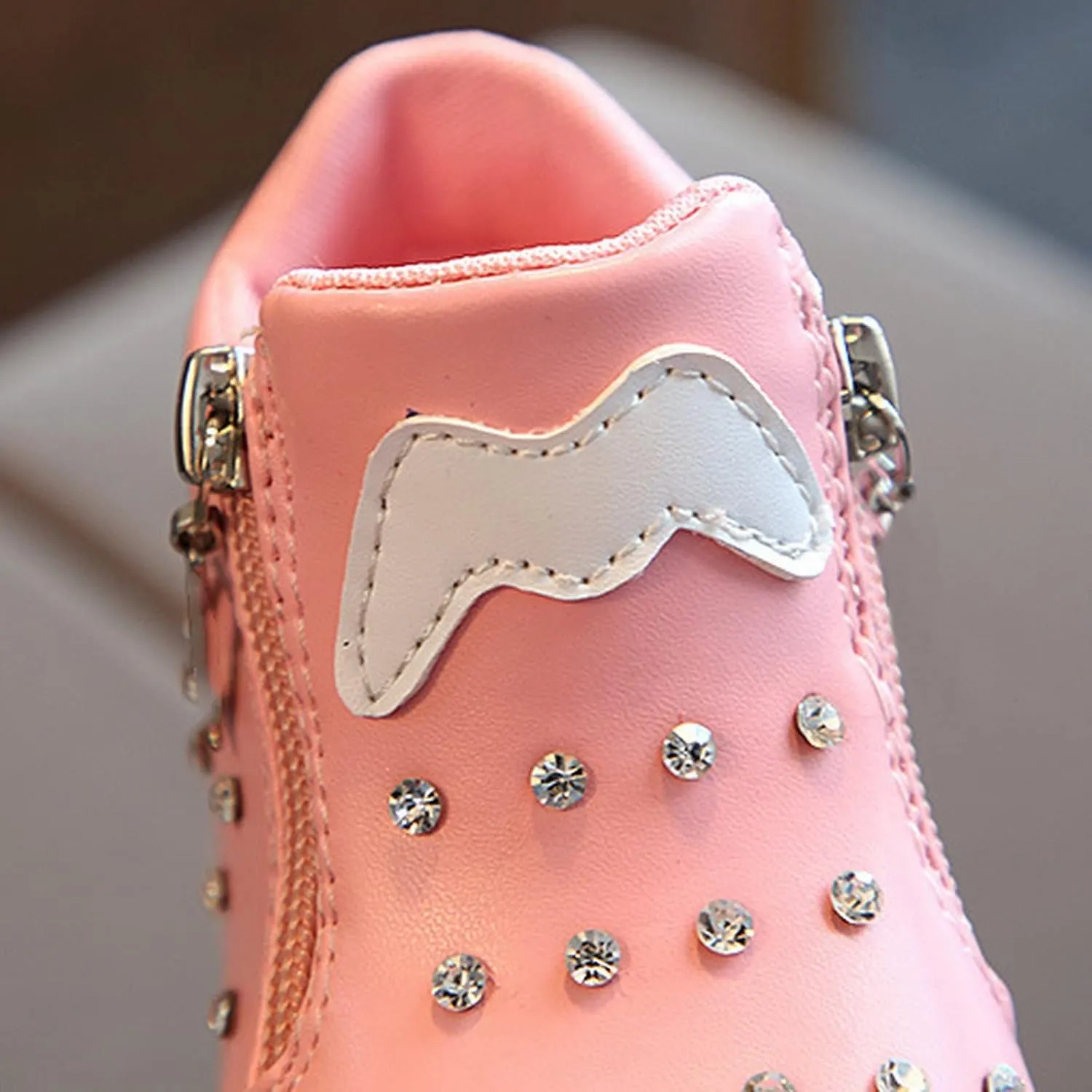 Kids Girls High Top Led Boots Diamond 𝐄mbellished Anti-slip Sole Shoes Toddler Zipper Light up Snow Boots