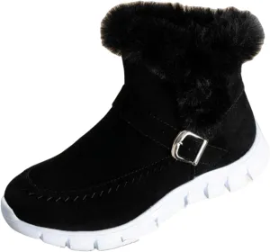 Ladmiple Boots For Women Ankle Booties Winter Snow Boots Slip on Warm Comfortable Outdoor Fur Lined Walking Loafers Shoes