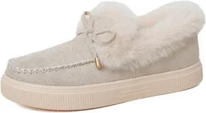 Ladmiple Boots for Women Ankle Booties with Fur Snow Boots Warm Comfortable Slip On Outdoor Walking Winter Shoes for Women