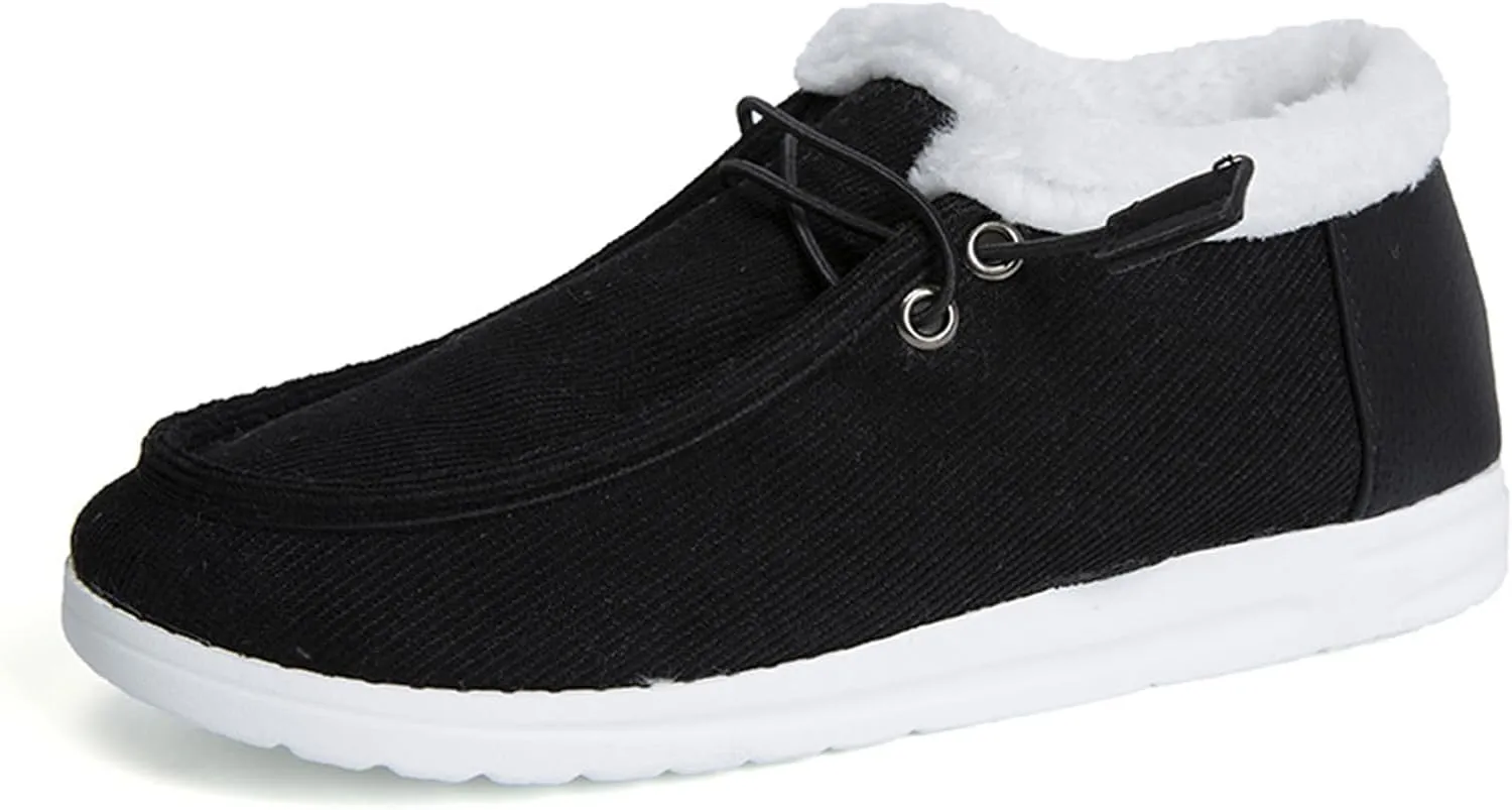 Ladmiple Boots for Women Ankle Booties with Fur Snow Boots Winter Warm Slip On Outdoor Comfortable Fashion Walking Shoes