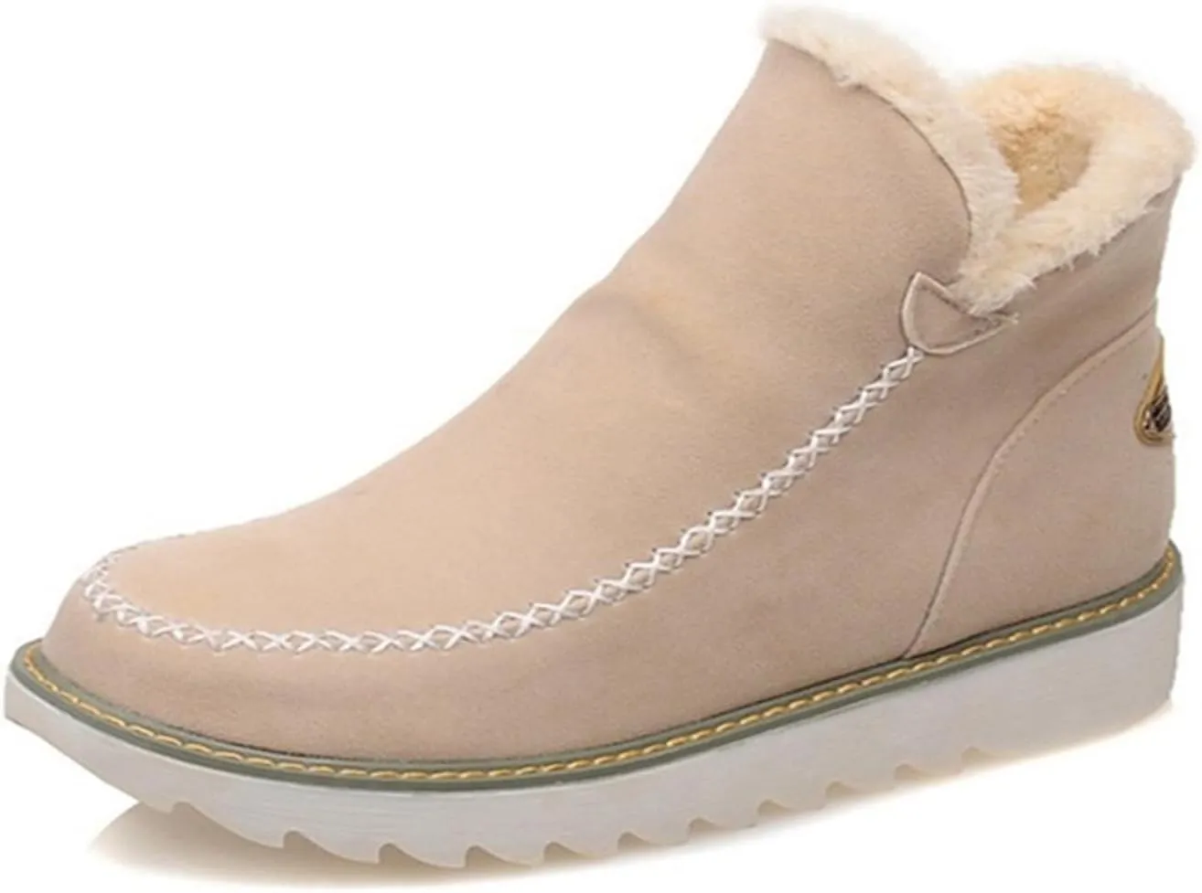 Ladmiple Boots for Women Ankle Booties with Fur Winter Snow Boots Classic Slip On Fashion Casual Warm Outdoor Walking Shoes