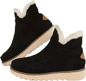 Ladmiple Boots for Women Ankle Booties with Fur Winter Snow Boots Classic Slip On Fashion Casual Warm Outdoor Walking Shoes
