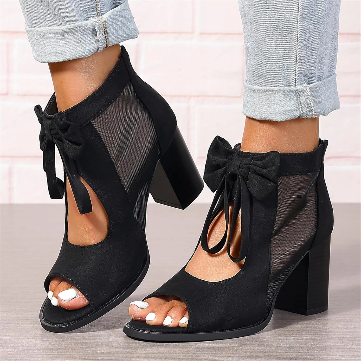 Ladmiple Chunky Heels For Women Dressy Block Heels Open Toe Ankle Strap Heeled Sandals Comfortable Party Wedding Pumps Shoes
