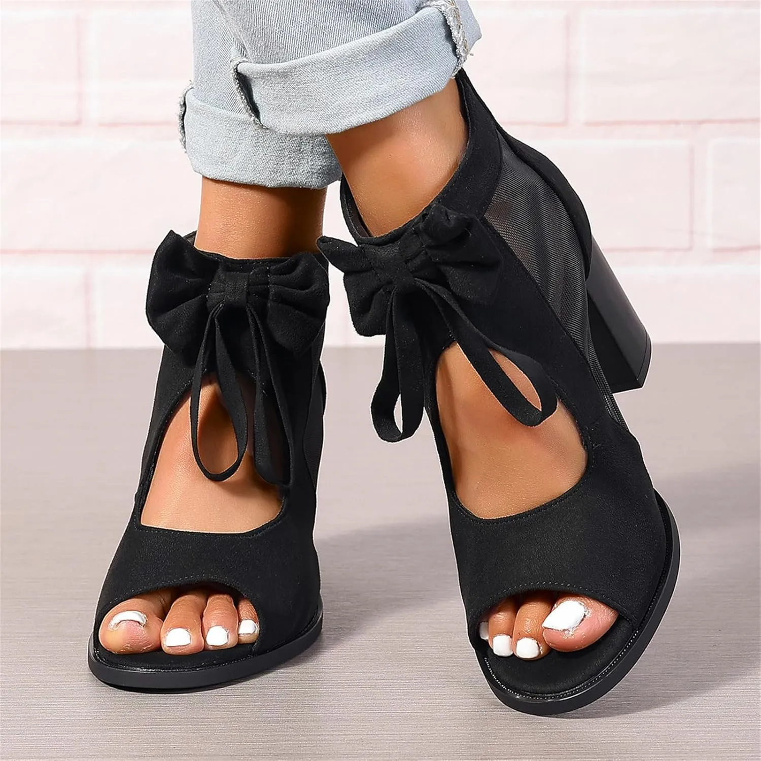 Ladmiple Chunky Heels For Women Dressy Block Heels Open Toe Ankle Strap Heeled Sandals Comfortable Party Wedding Pumps Shoes