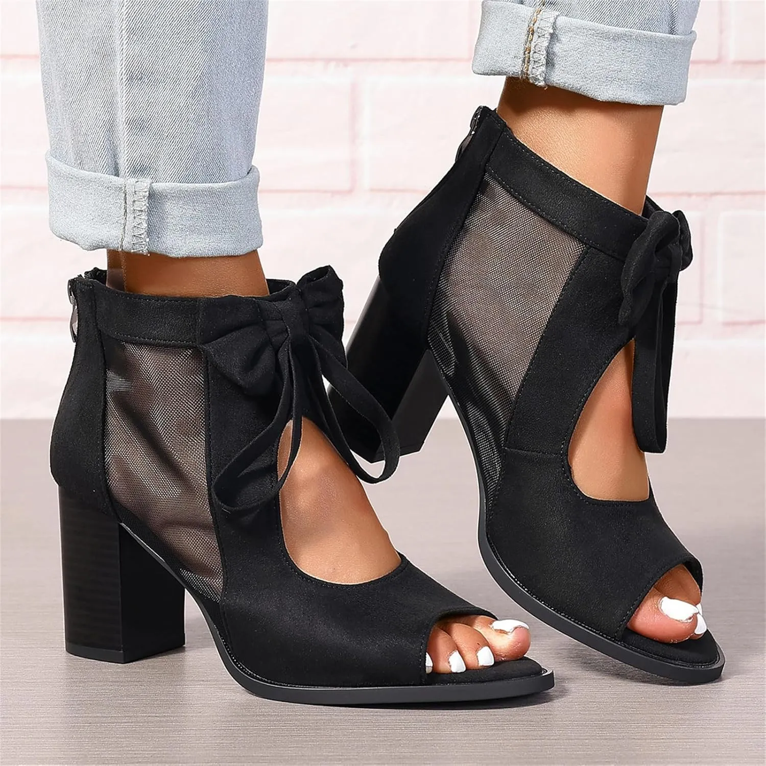 Ladmiple Chunky Heels For Women Dressy Block Heels Open Toe Ankle Strap Heeled Sandals Comfortable Party Wedding Pumps Shoes