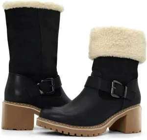 Ladmiple Snow Boots For Women Cute Tall Mid Calf Slip On Winter Boots Warm Ankle Booties Fashion Fur Lined Walking Shoes