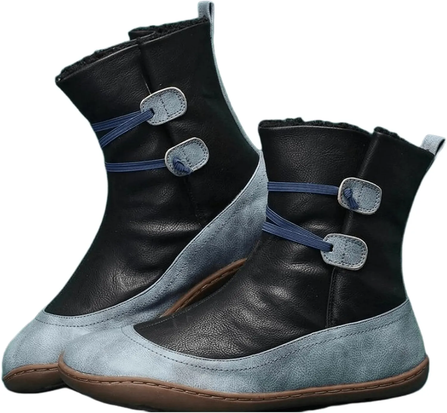 Ladmiple Snow Boots For Women Cute Tall Mid Calf Winter Boots Casual Slip-on Warm Loafers Faux Fur-Lined Ankle Booties