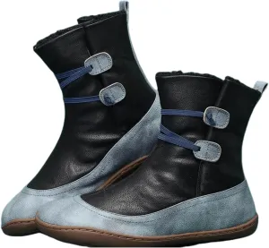Ladmiple Snow Boots For Women Cute Tall Mid Calf Winter Boots Casual Slip-on Warm Loafers Faux Fur-Lined Ankle Booties