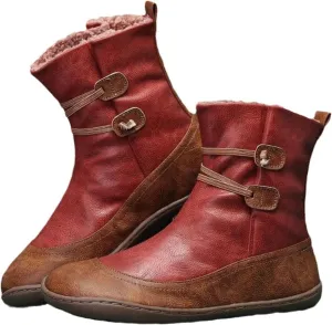 Ladmiple Snow Boots For Women Cute Tall Mid Calf Winter Boots Casual Slip-on Warm Loafers Faux Fur-Lined Ankle Booties