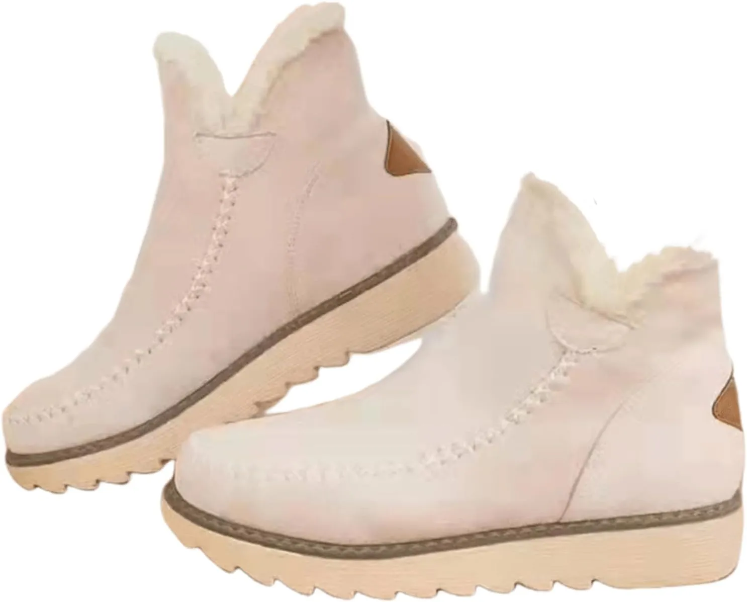 Ladmiple Snow Boots For Women Slip On Winter Boots Warm Comfortable Outdoor Fur Lined Ankle Booties Thickening Walking Shoes