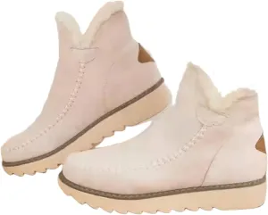 Ladmiple Snow Boots For Women Slip On Winter Boots Warm Comfortable Outdoor Fur Lined Ankle Booties Thickening Walking Shoes