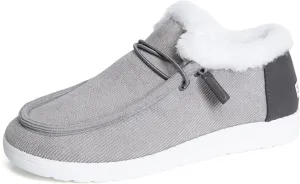 Ladmiple Snow Boots For Women White Womens Casual Slip-on Warm Loafers Shoes Faux Fur-Lined Comfortable Lightweight Winter Snow Ankle Boots Outdoor Walking Shoes