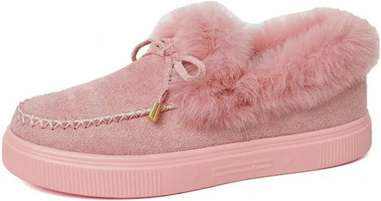Ladmiple Winter Boots For Women 2024 Fashion Snow Boots Classic Fur Lined Slip On Ankle Booties Casual Warm Loafers Shoes