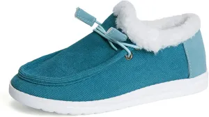 Ladmiple Winter Boots For Women Fashion Casual Slip-on Warm Loafers Shoes Faux Fur-Lined Comfortable Snow Ankle Booties
