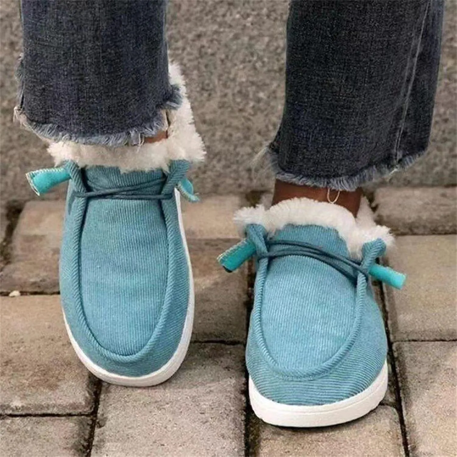 Ladmiple Winter Boots For Women Fashion Casual Slip-on Warm Loafers Shoes Faux Fur-Lined Comfortable Snow Ankle Booties
