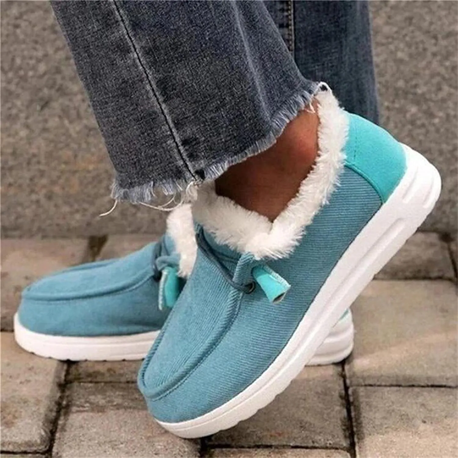 Ladmiple Winter Boots For Women Fashion Casual Slip-on Warm Loafers Shoes Faux Fur-Lined Comfortable Snow Ankle Booties
