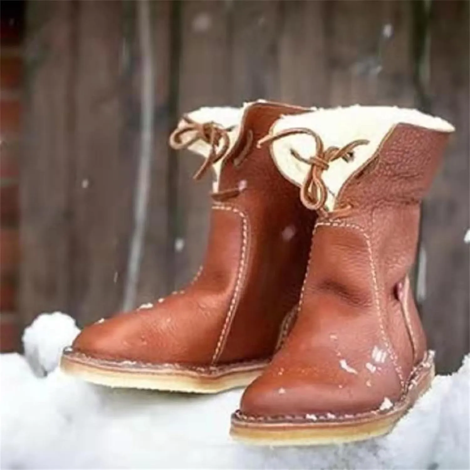 Ladmiple Winter Boots For Women Fashion Mid-Calf Snow Boots Fur Lined Warm Slip On Comfortable Outdoor Ankle Booties 2024