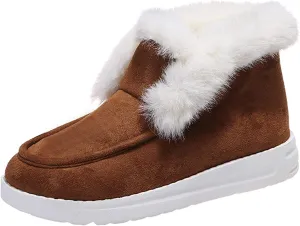 Ladmiple Winter Boots For Women Fashion Snow Boots Classic Faux Fur Lined Slip On Ankle Booties Casual Warm Walking Shoes