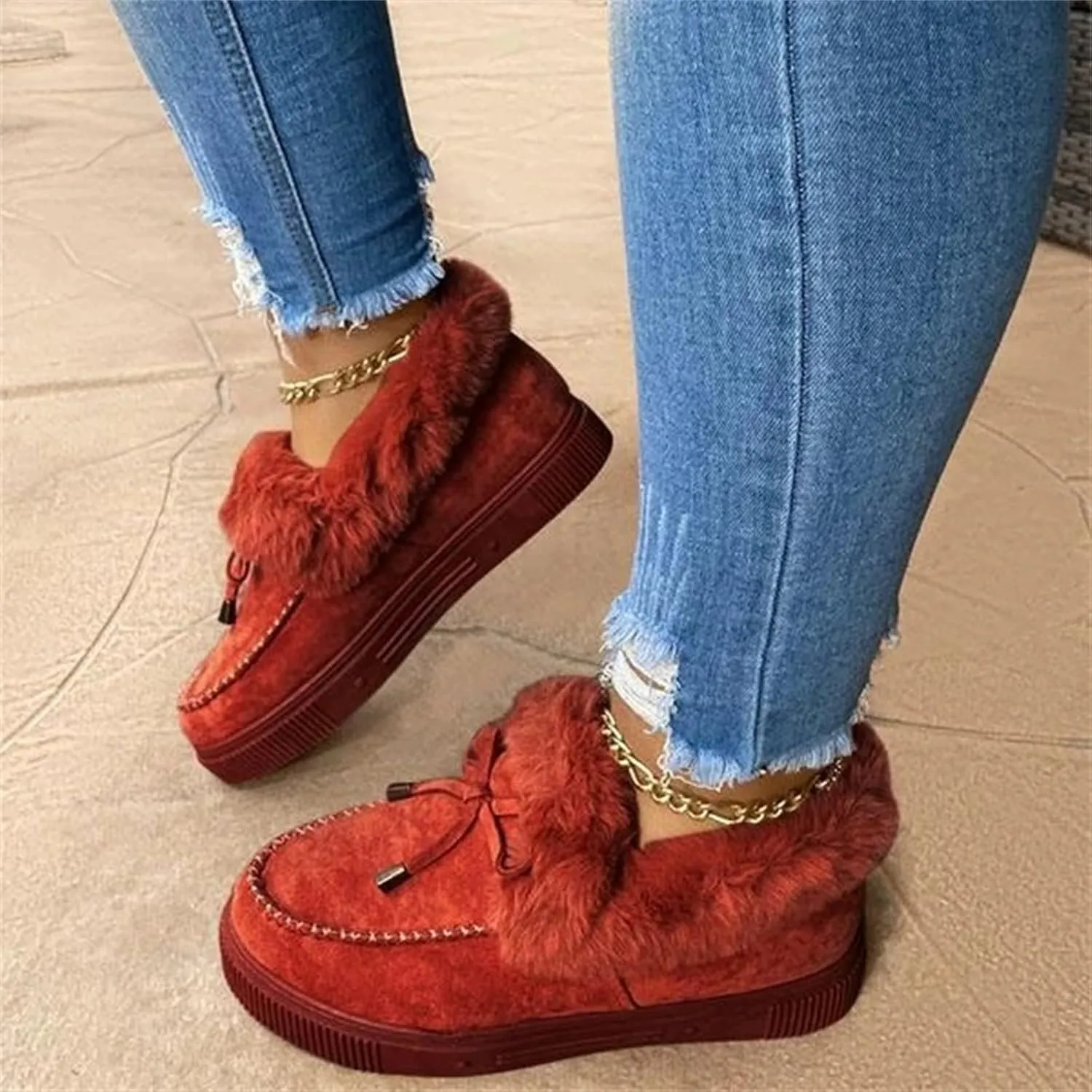 Ladmiple Winter Boots For Women Fashion Snow Boots Warm Comfortable Slip On Outdoor Fur Lined Lining Ankle Booties 2024