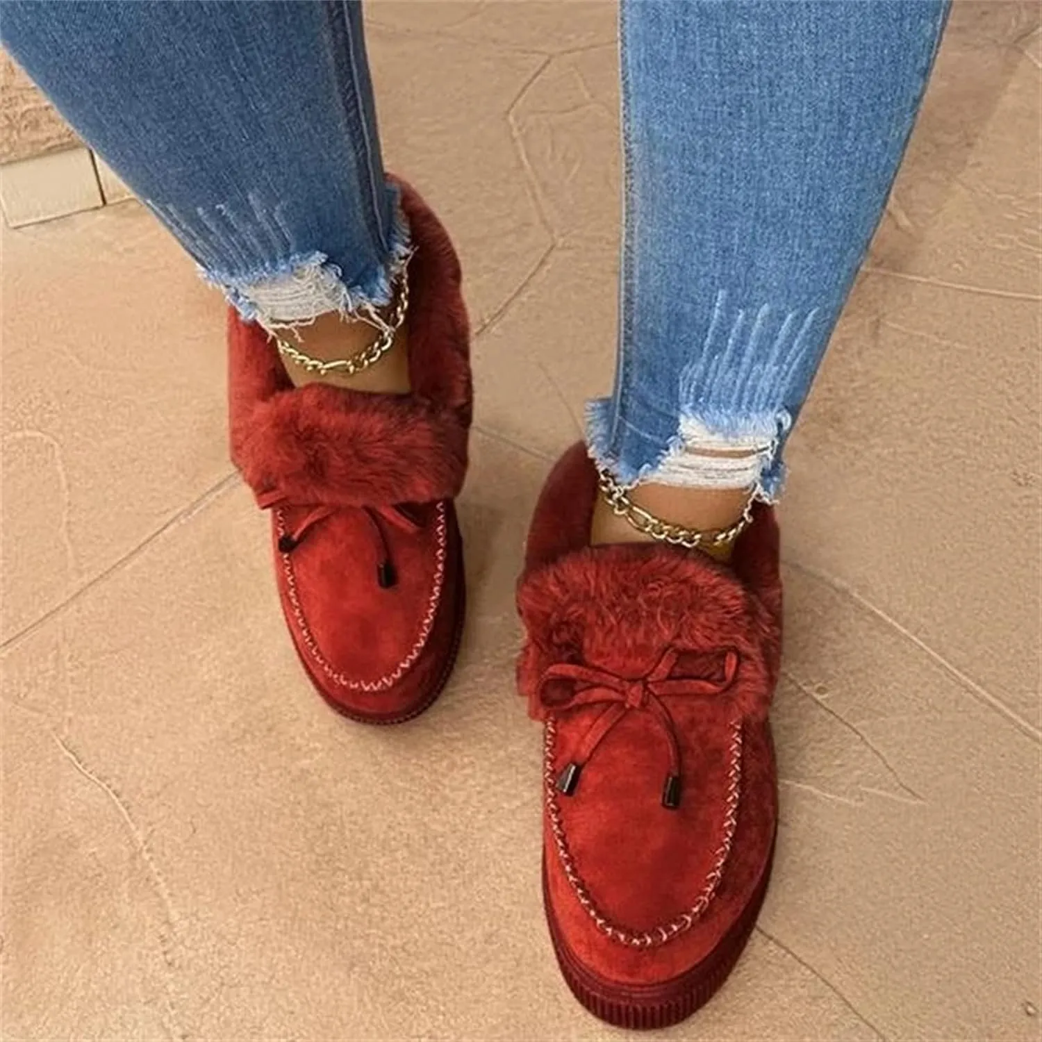 Ladmiple Winter Boots For Women Fashion Snow Boots Warm Comfortable Slip On Outdoor Fur Lined Lining Ankle Booties 2024