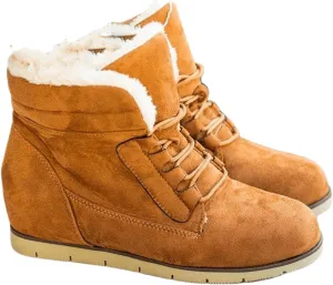 Ladmiple Winter Boots For Women Fashion Snow Boots Warm Fur Lined Anti-Slip Ankle Booties Outdoor Comfort Slip On Shoes, Zt-brown, 8.5