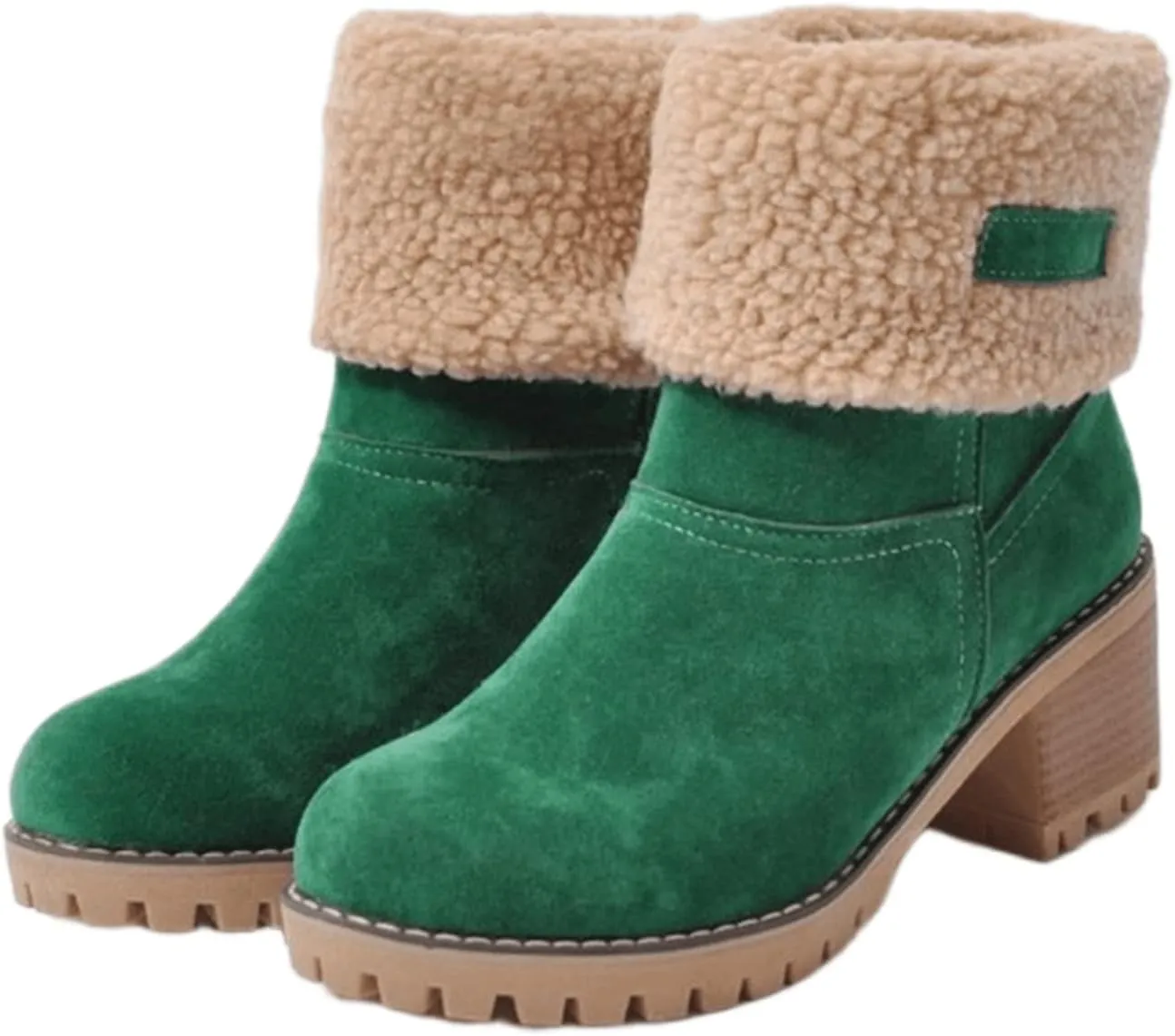 Ladmiple Winter Boots For Women Tall Mid Calf Snow Boots Warm Fur Lined Anti-Slip Outdoor Slip On Comfortable Warm Shoes